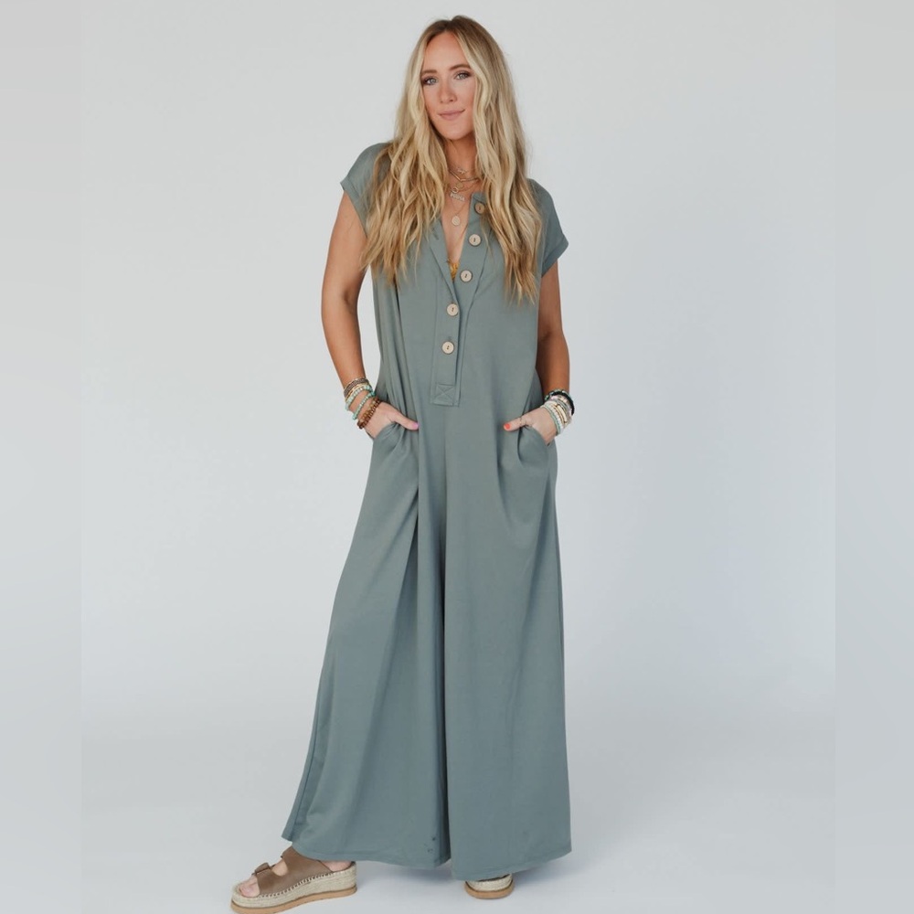 Three Bird Nest Sage Green Jumpsuit